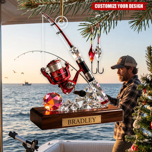Personalized Acrylic Fishing Christmas Ornament, Custom Fisherman Keepsake Gift for Outdoorsman