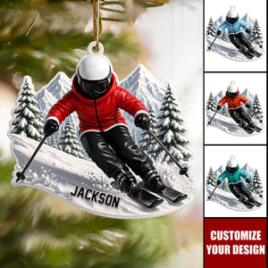 Personalized Skiing Christmas Ornament, Gift for Ski Lovers