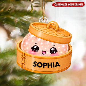 Personalized Cute Dumpling Acrylic Ornament, Custom Name Christmas Gift for Kids