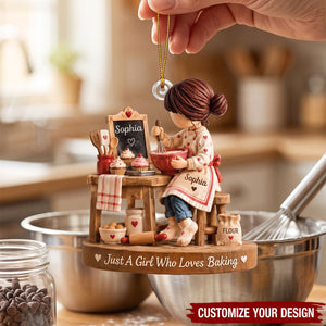 Personalized Baking Acrylic Christmas Ornament, Custom Name Baker Gift