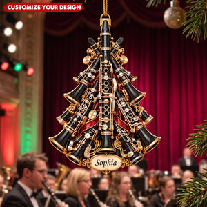 Personalized Clarinet Acrylic Christmas Ornament, Gift for Clarinet Players