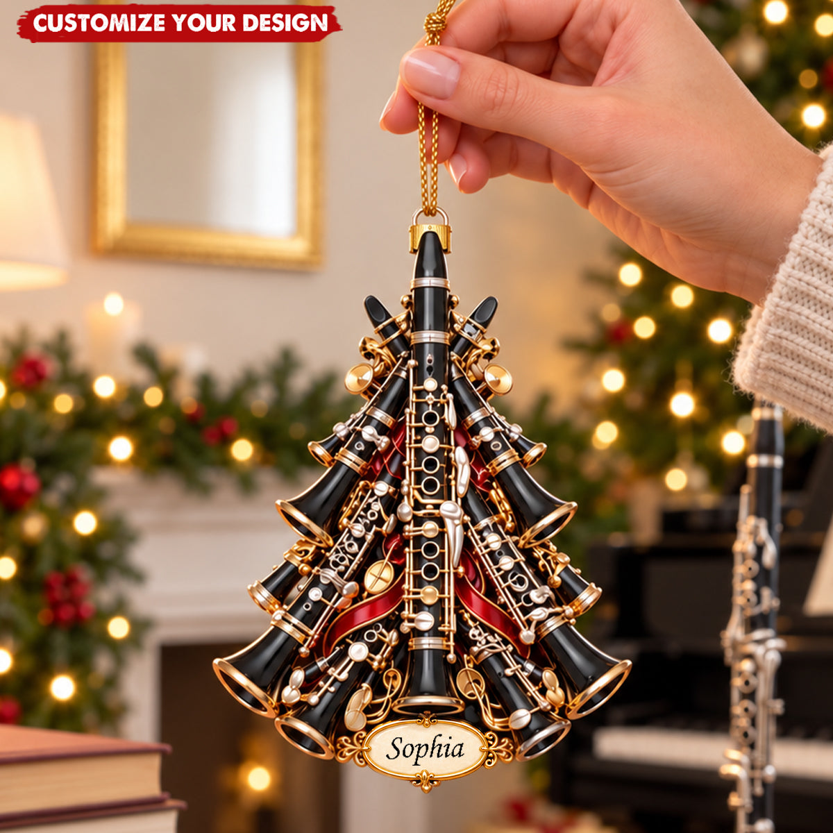Personalized Clarinet Acrylic Christmas Ornament, Gift for Clarinet Players