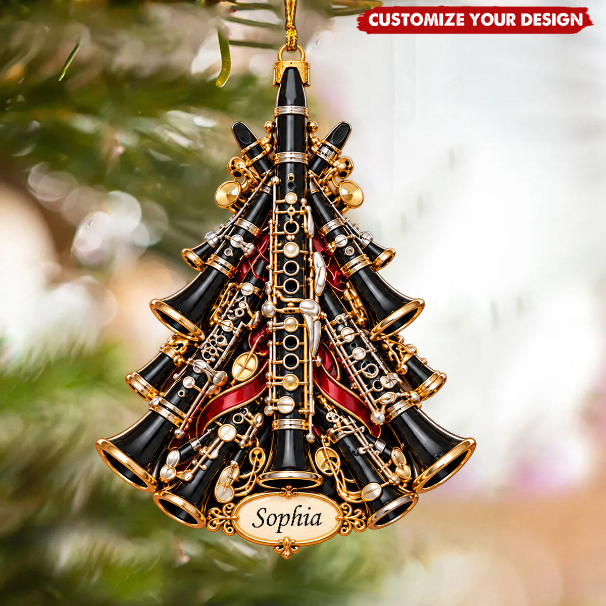 Personalized Clarinet Acrylic Christmas Ornament, Gift for Clarinet Players
