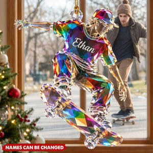 Personalized Skateboard Acrylic Ornament, Custom Name Skater Gift