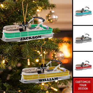 Custom Pontoon Boat Acrylic Christmas Ornament, Gift for Pontoon Enthusiasts