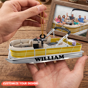 Custom Pontoon Boat Acrylic Christmas Ornament, Gift for Pontoon Enthusiasts