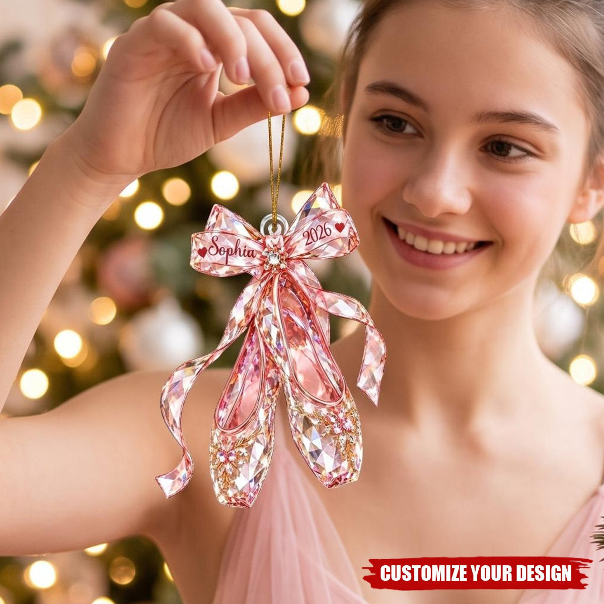 Personalized Ballet Shoes Acrylic Ornament, Custom Name Dance Christmas Gift