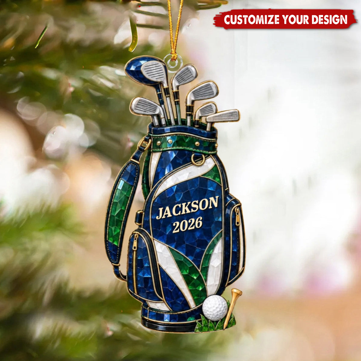 Personalized Golf Acrylic Christmas Ornament, Gift for Dad Golfer