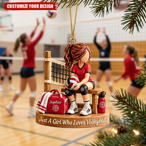 Personalized Volleyball Girl Acrylic Christmas Ornament - Custom Volleyball Player Gift