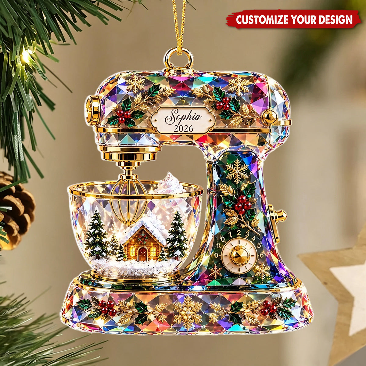 Personalized Acrylic Baking Ornament, Stand Mixer Christmas Tree Decor