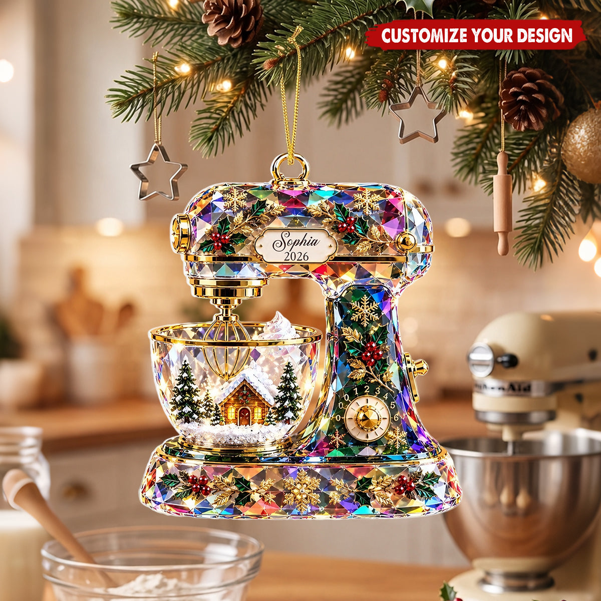 Personalized Acrylic Baking Ornament, Stand Mixer Christmas Tree Decor