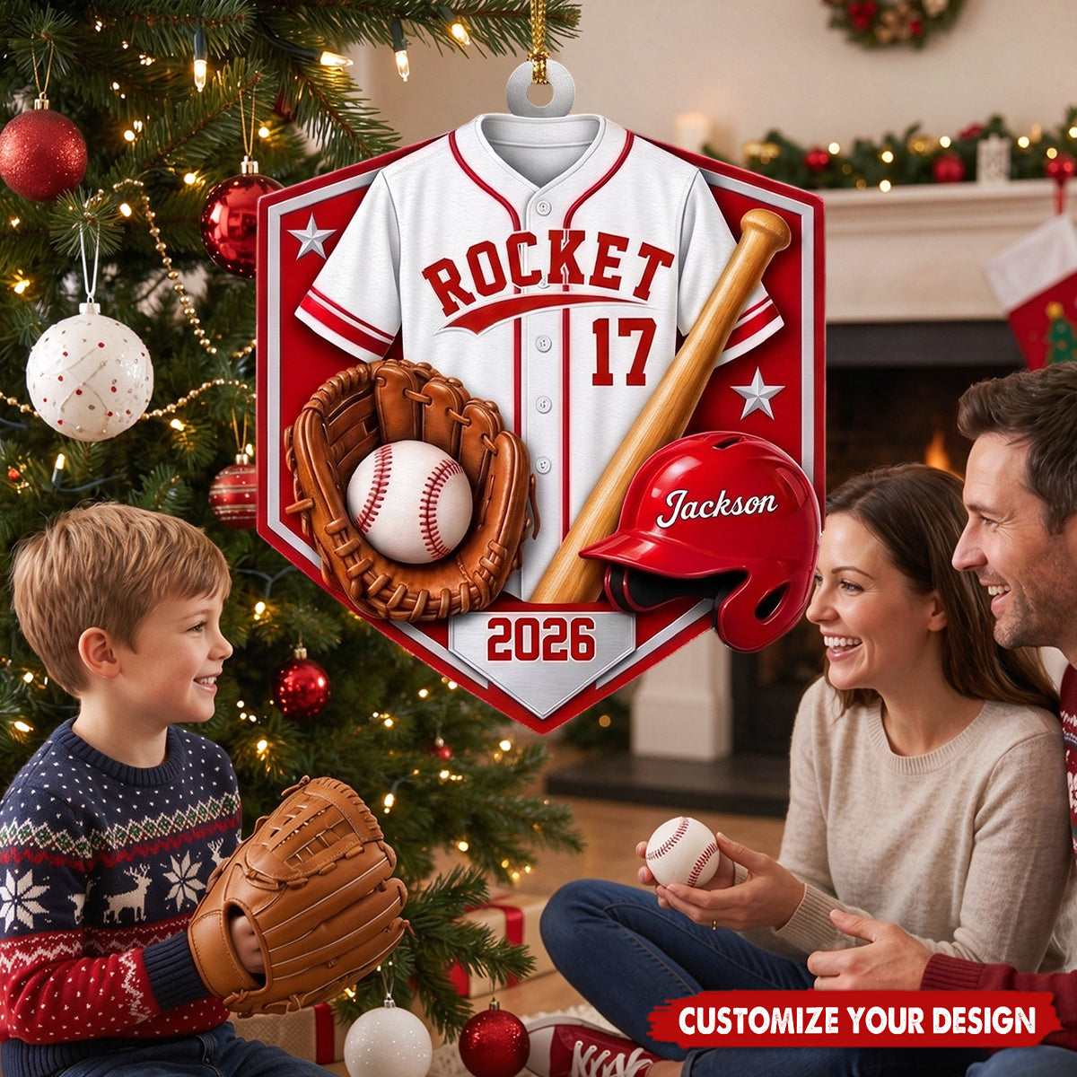 Personalized Baseball Player Acrylic Ornament, Custom Name & Jersey Number Gift