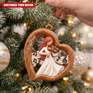 Personalized Violin Girl Christmas Ornament, Gift for Violin Players & Students