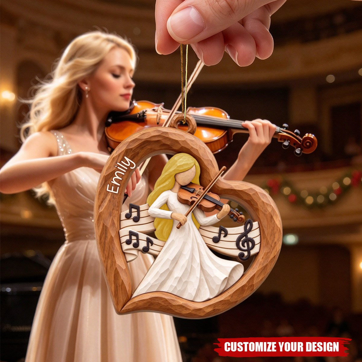 Personalized Violin Girl Christmas Ornament, Gift for Violin Players & Students