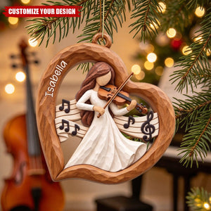 Personalized Violin Girl Christmas Ornament, Gift for Violin Players & Students