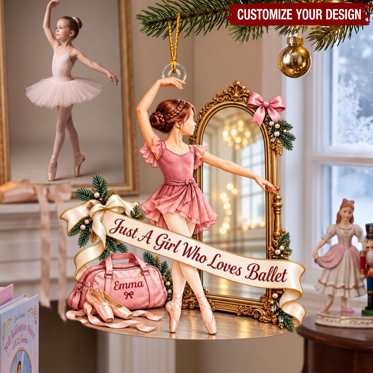 Personalized Ballerina Girl Christmas Ornament, Just A Girl Who Loves Ballet