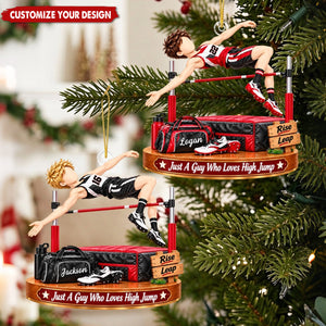 Personalized High Jump Ornament, Custom Name Track & Field Christmas Gift for Boys