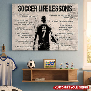 Personalized Soccer Life Lessons Canvas Poster, Gift for Soccer Boys & Girls