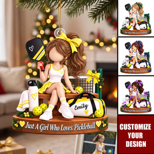 Personalized Pickleball Ornaments, Custom Name Christmas Gifts for Pickleball Girls