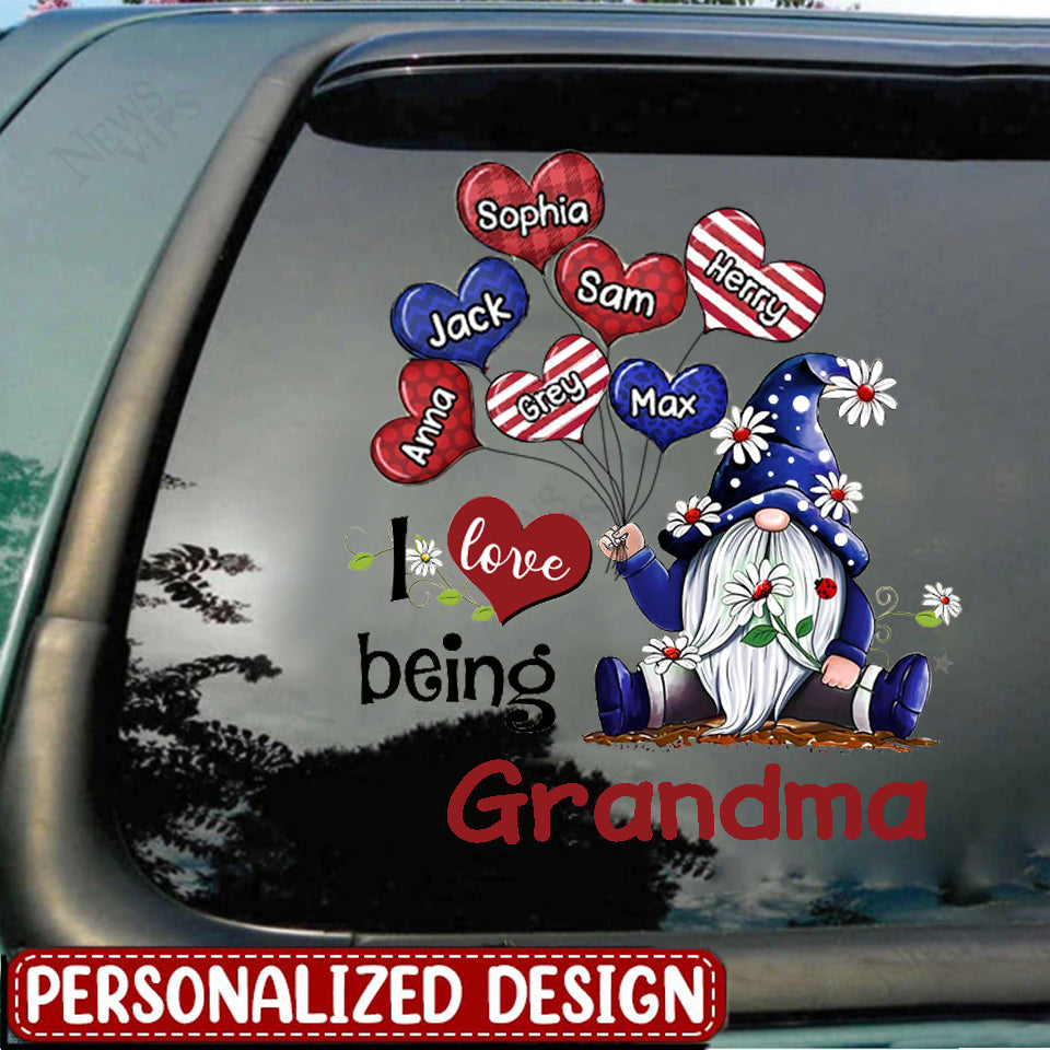 July 4th Gift Independence Day - I Love Being Grandma Dwarf Balloons - Personalized Heart Decal