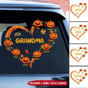 Grandma - Pumpkin With Heart Shape - Personalized Car Decal