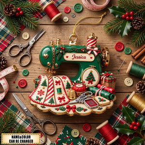 Personalized Sewing Machine-Shaped Acrylic Christmas Ornament
