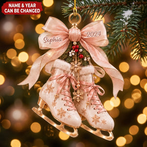Personalized Ice Skating Christmas Ornament, Custom Acrylic Figure Skating Keespake