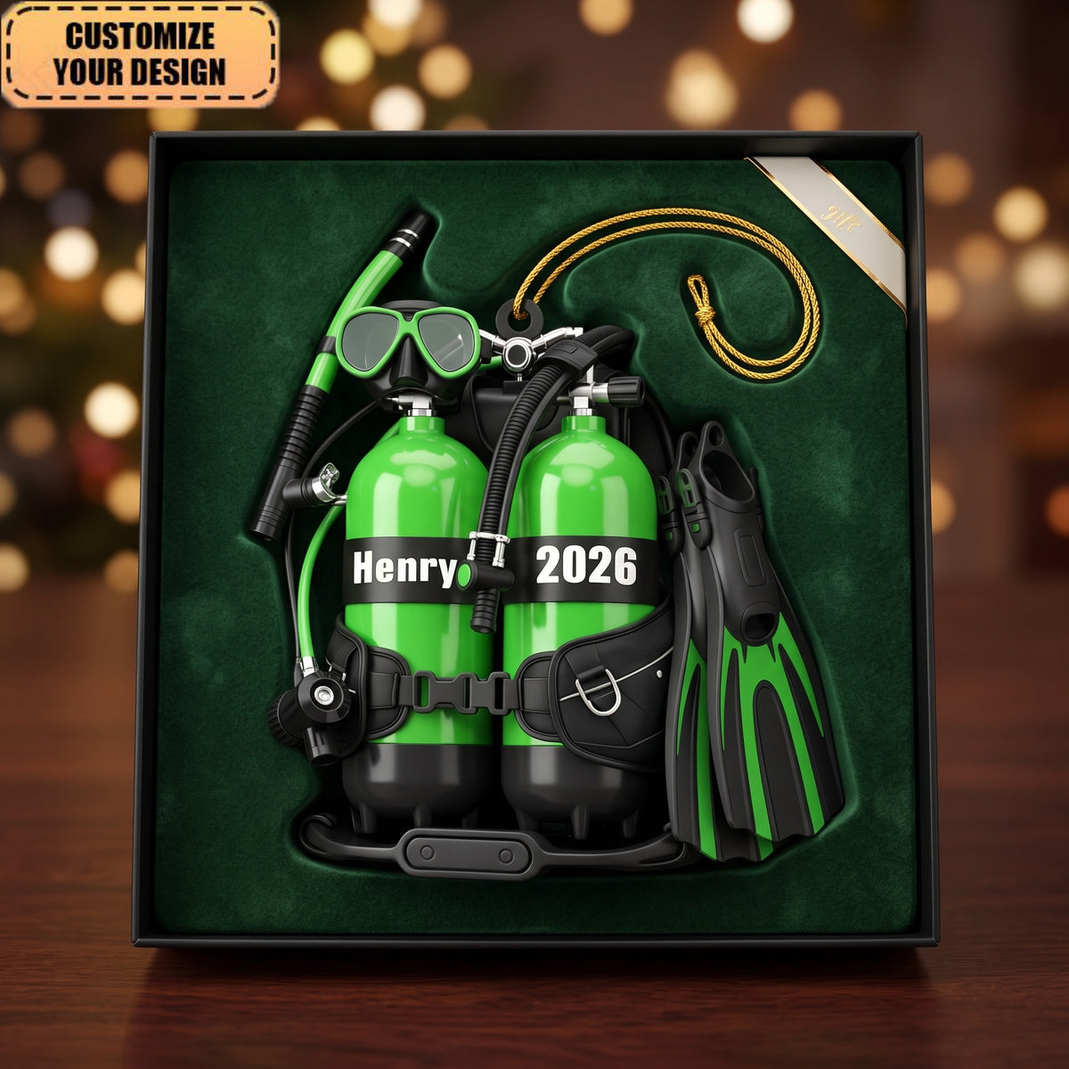 Personalized Scuba Diving Ornament, Custom Acrylic Diver Christmas Decoration