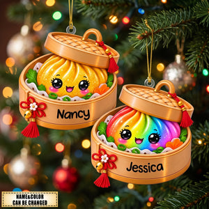 Personalized Glitter Dumpling Ornament, Custom Name Christmas Keepsake