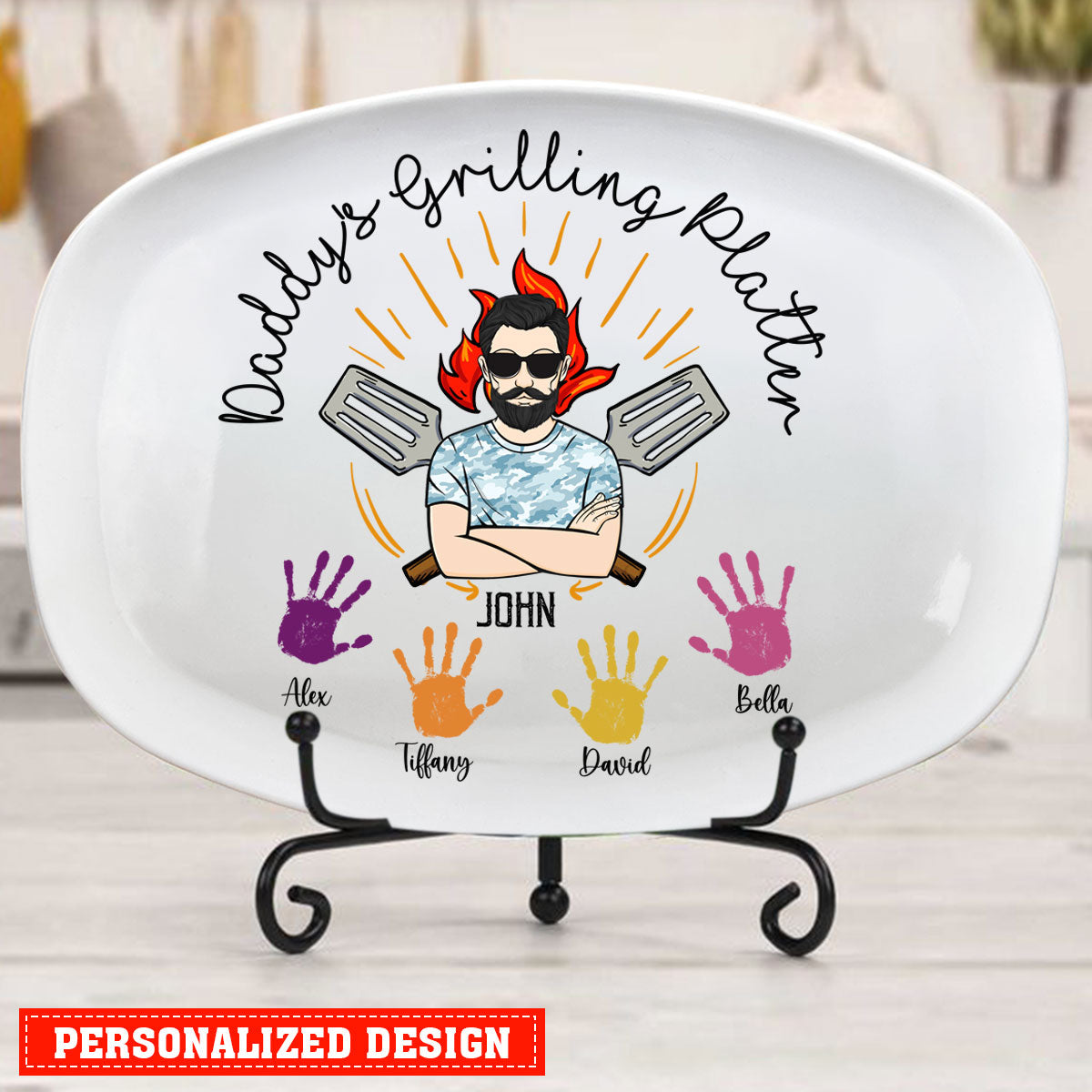 Custom Handprint Daddy Personalized Grilling Platter