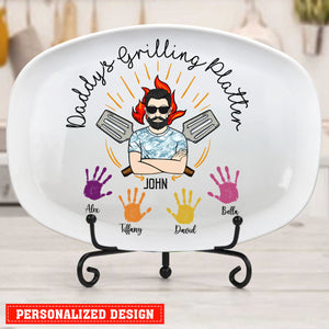 Custom Handprint Daddy Personalized Grilling Platter