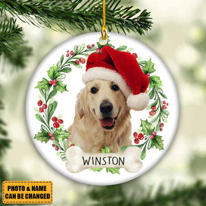 Custom Photo Dog Ceramic Ornament For Christmas