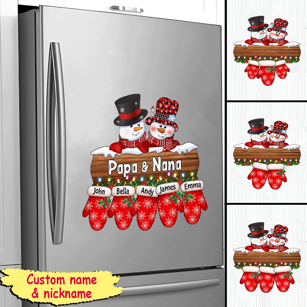Christmas Papa & Mamaw Snowman - Personalized Custom Decal - Christmas, Winter Gift For Grandma, Mom, Grandpa, Dad, Family Members