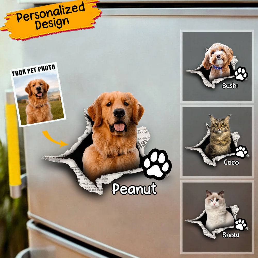 Cute Dog, Cat Pet Crack Personalized Decal Sticker Funny Pet Decal Sticker