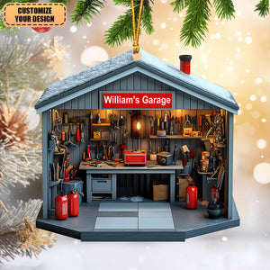 Personalized Garage Shop Christmas Acrylic Ornament