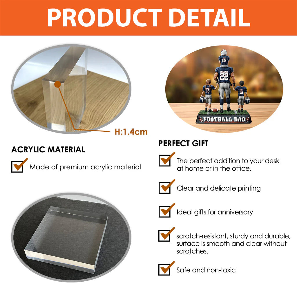 Football Dad - Personalized Football Custom Shaped Acrylic Plaque