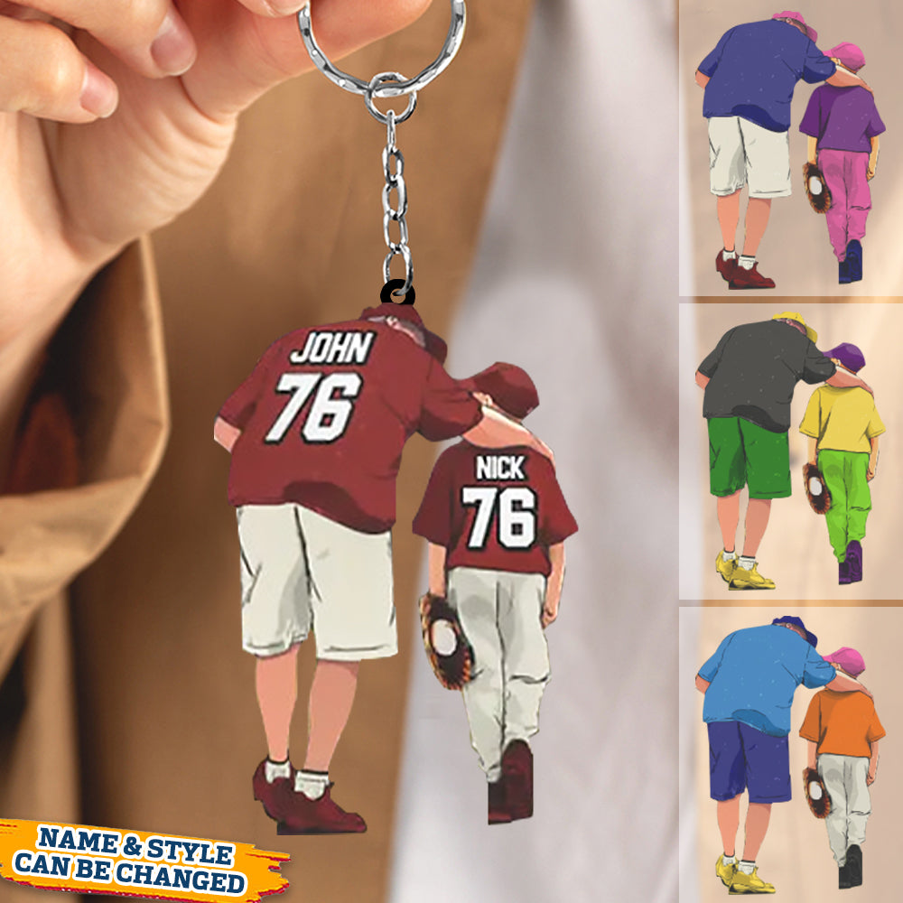 Personalized Baseball Father and Son Acrylic Keychain For Baseball Lover