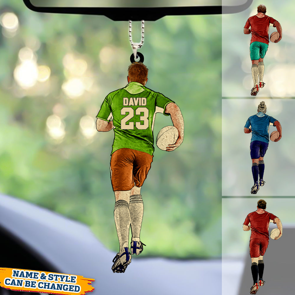 Personalized Rugby Acrylic Car Ornament For Rugby Player, Rugby Lover