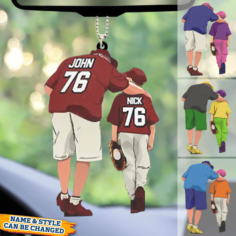 Personalized Baseball Father and Son Acrylic Car Ornament For Baseball Lover