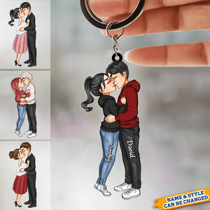 Hugging and kissing couples - Personalized Keychain - Anniversary, Birthday Gift For Spouse, Lover, Husband, Wife, Boyfriend, Girlfriend