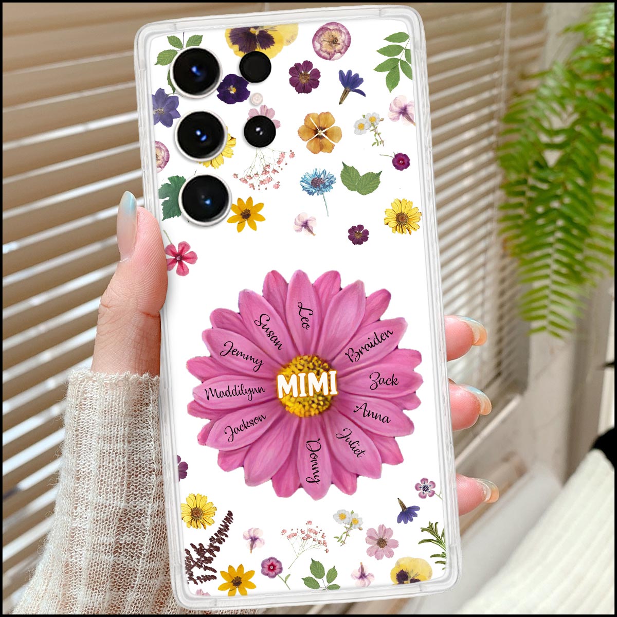 Personalized Mother's Day Gift For Grandma Mom Flower Birthday Gift Space Phone case