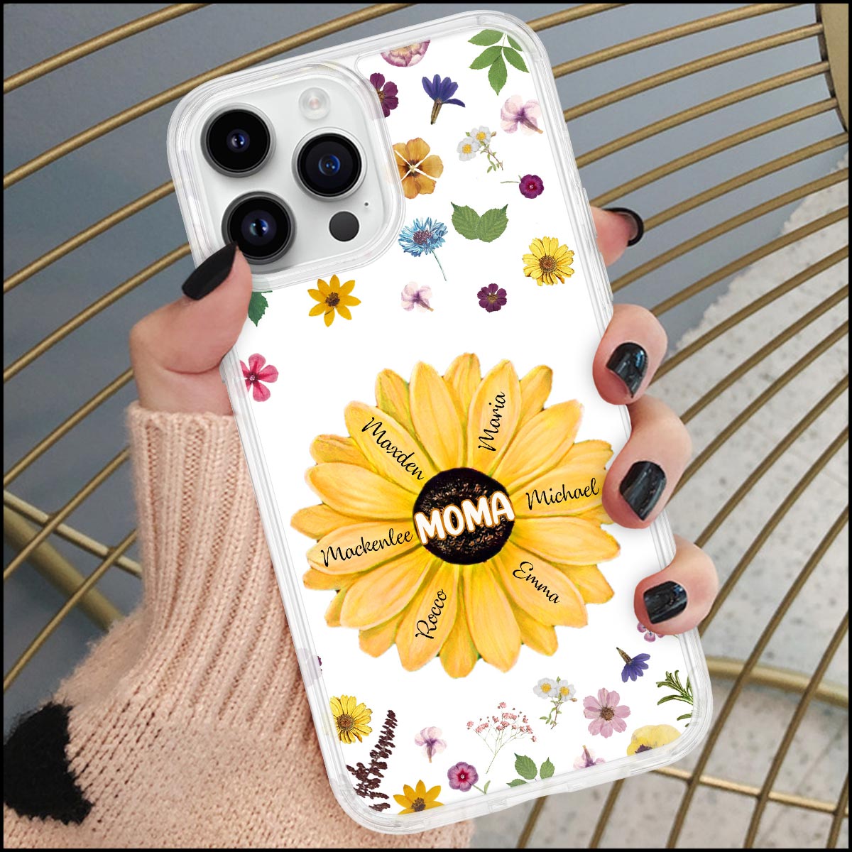 Personalized Mother's Day Gift For Grandma Mom Flower Birthday Gift Space Phone case