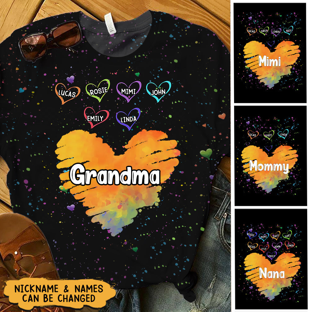 Cute Sweetheart Grandkids Grandma Mom Personalized 3D T-shirt