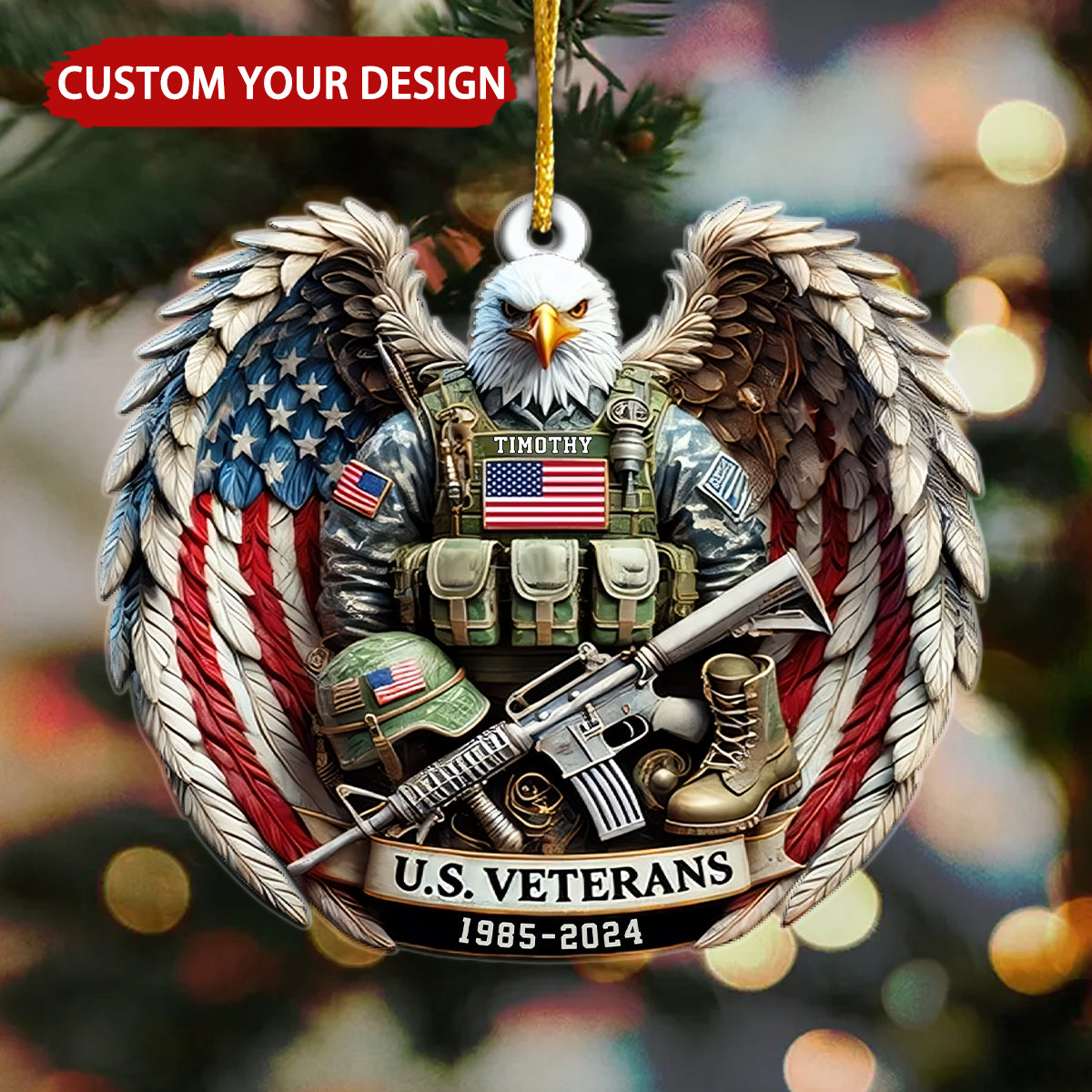 U.S. Veteran Bald Eagle Personalized Ornament