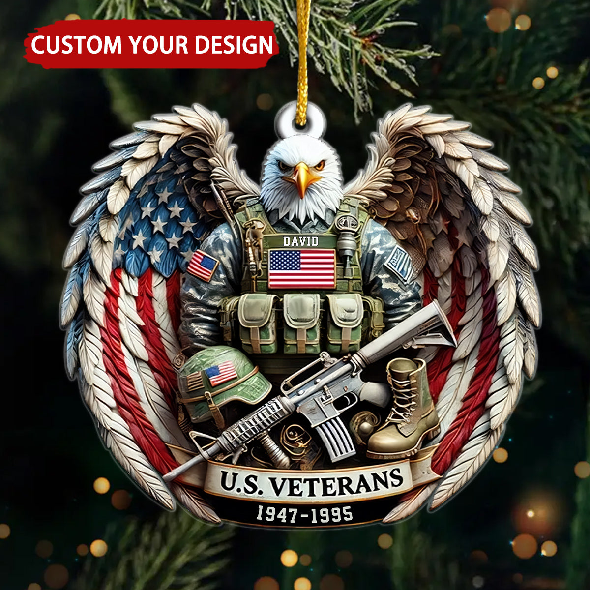 U.S. Veteran Bald Eagle Personalized Ornament