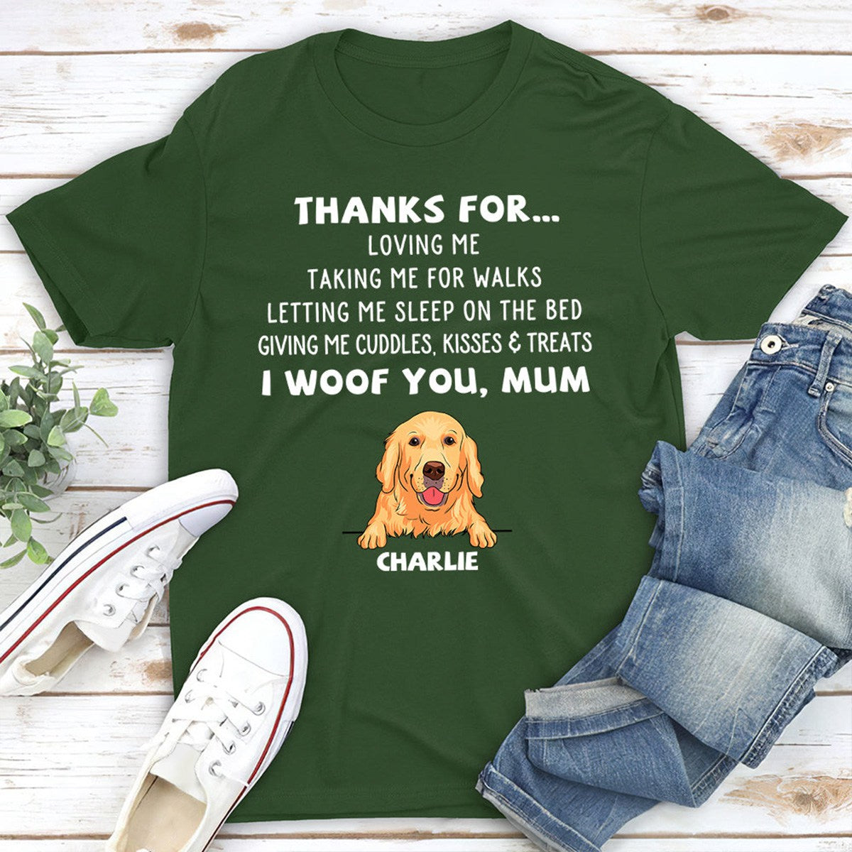 Dog Thanks For...  - Personalized Custom Unisex T-shirt