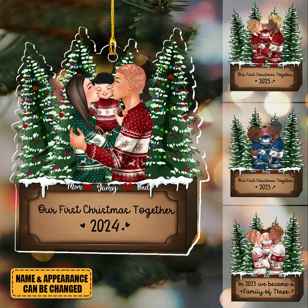 Merry Christmas 2024 - In 2024 We became a Family of Three - Personalized Ornament