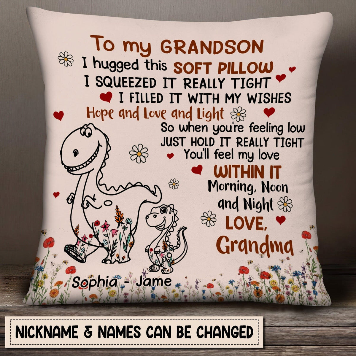 Personalized To My Daughter Granddaughter Dinosaur Pillow