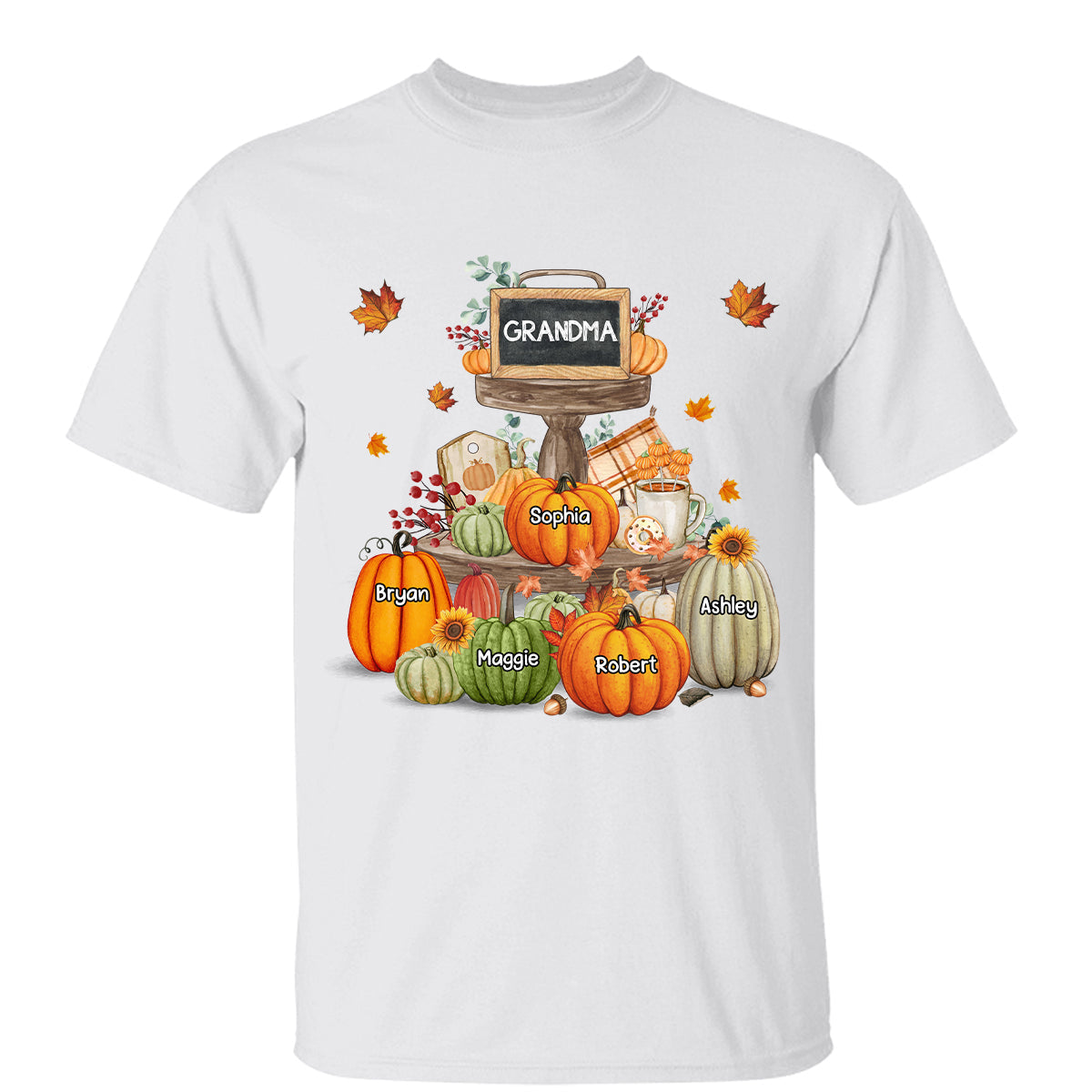 Pumpkins Tiered Tray Grandma Fall Season Personalized Shirt