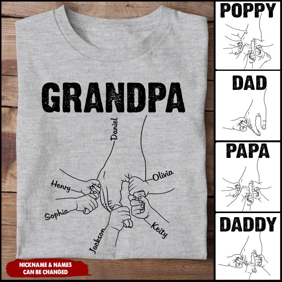 Personalized Grandpa with Grandkids Hand to Hands Shirt